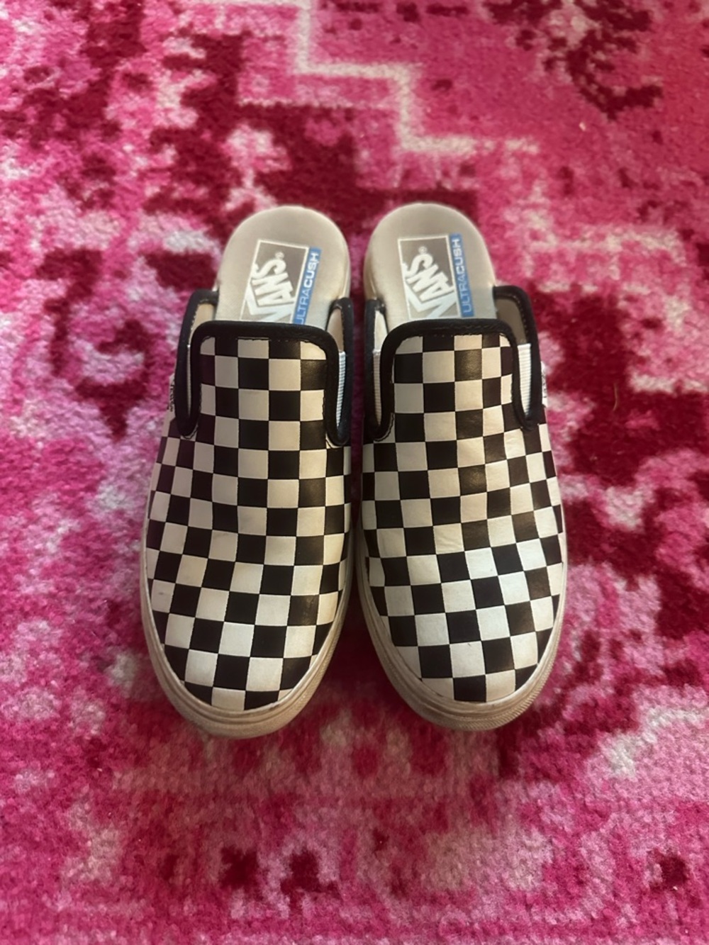 Women’s Vans Classic Slip-On Checkerboard Sneakers in Black/White